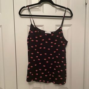 Black Silk Equipment Cami Tank With Lips Print Size L